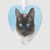 シャム絵画猫の可愛いオリジナル猫アート オーナメント (正面)