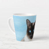 シャム絵画猫の可愛いオリジナル猫アート カフェラテマグ (左アングル)