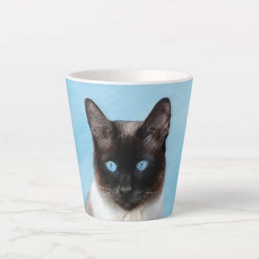 シャム絵画猫の可愛いオリジナル猫アート カフェラテマグ (正面)