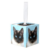シャム絵画猫の可愛いオリジナル猫アート キューブオーナメント (正面アングル)