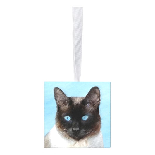 シャム絵画猫の可愛いオリジナル猫アート キューブオーナメント (右)