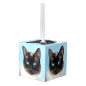 シャム絵画猫の可愛いオリジナル猫アート キューブオーナメント (裏面アングル)
