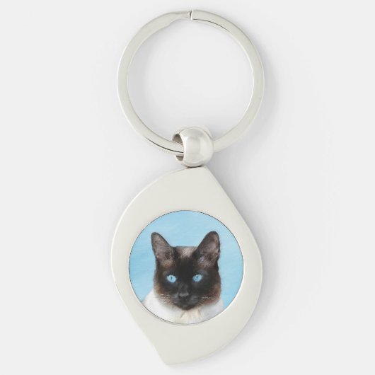 シャム絵画猫の可愛いオリジナル猫アート キーホルダー (正面)