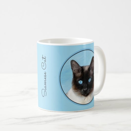 シャム絵画猫の可愛いオリジナル猫アート コーヒーマグカップ (正面右)