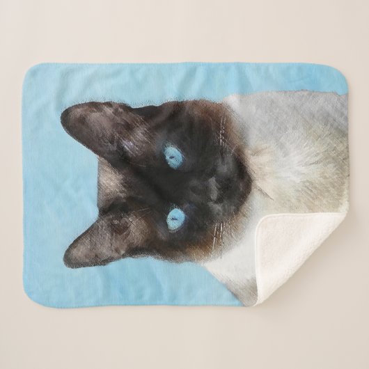 シャム絵画猫の可愛いオリジナル猫アート シェルパブランケット (正面(横))