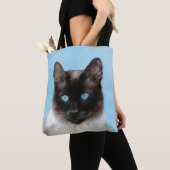 シャム絵画猫の可愛いオリジナル猫アート トートバッグ (クローズアップ)