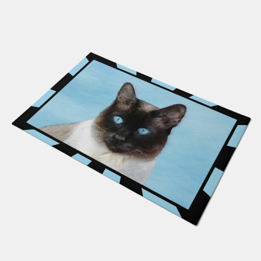 シャム絵画猫の可愛いオリジナル猫アート ドアマット (アングル)