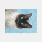シャム絵画猫の可愛いオリジナル猫アート フリースブランケット (正面(横))