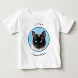 シャム絵画猫の可愛いオリジナル猫アート ベビーTシャツ