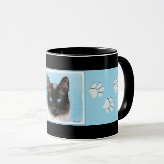 シャム絵画猫の可愛いオリジナル猫アート マグカップ (正面右)