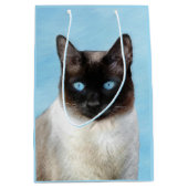 シャム絵画猫の可愛いオリジナル猫アート ミディアムペーパーバッグ (正面)