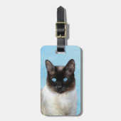 シャム絵画猫の可愛いオリジナル猫アート ラゲッジタグ (正面縦)