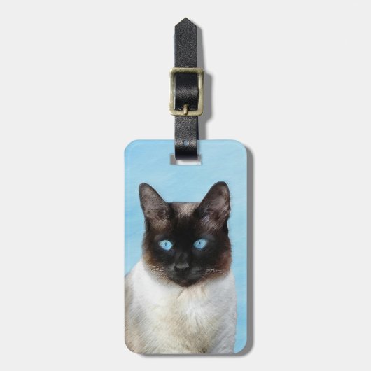 シャム絵画猫の可愛いオリジナル猫アート ラゲッジタグ (正面縦)