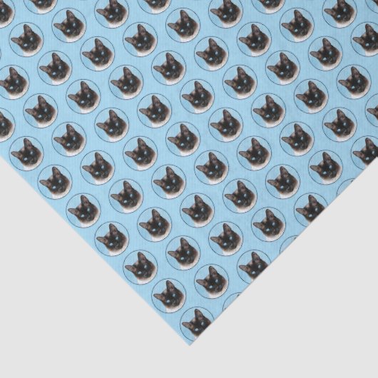 シャム絵画猫の可愛いオリジナル猫アート 薄葉紙 (詳細)