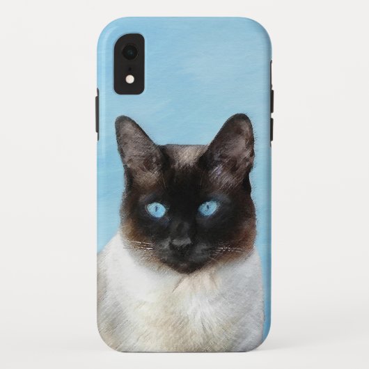 シャム絵画猫の可愛いオリジナル猫アート Case-Mate iPhoneケース (裏面)