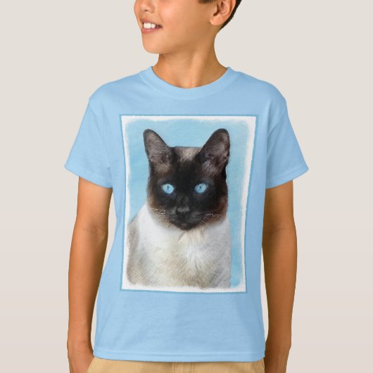シャム絵画猫の可愛いオリジナル猫アート Tシャツ (正面)