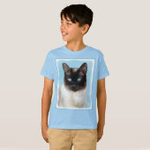 シャム絵画猫の可愛いオリジナル猫アート Tシャツ (正面フル)