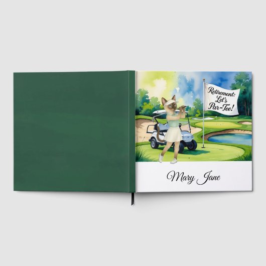 シャム語の猫好きをテーマにしたゴルフリタイア ゲストブック (全面)