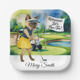 シャム語の猫好きをテーマにしたゴルフリタイア ペーパープレート