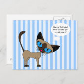 シャム語 – ハッピーバースデー猫の年 – 葉書 ポストカード (正面/裏面)