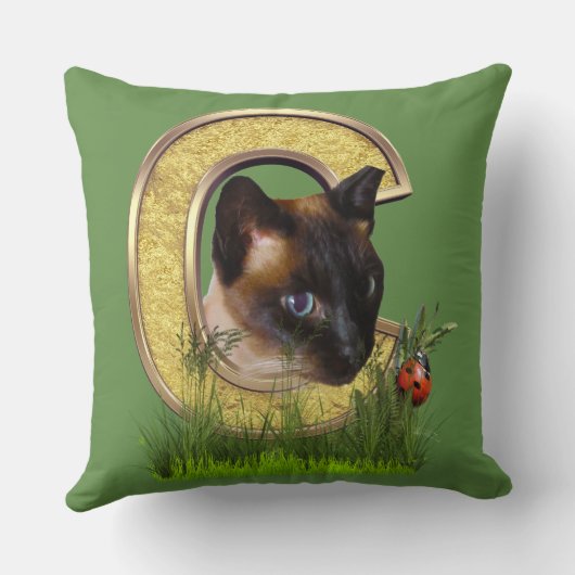 シャム語 – 大文字 – モノグラム文字C クッション (裏面)