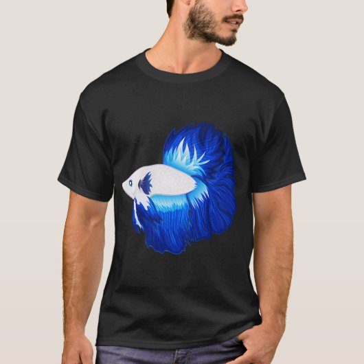 シャム闘魚、ブルーベタの魚好きTシャツG Tシャツ (正面)
