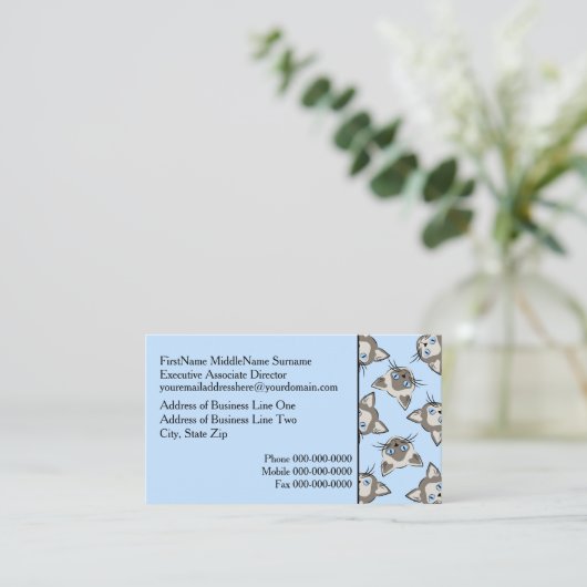 シャム青い目の猫顔グラフィックアートパターン 名刺 (スタンド正面)