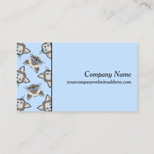 シャム青い目の猫顔グラフィックアートパターン 名刺 (裏面)
