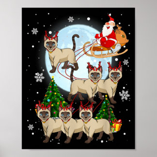シャム+トナカイ+クリスマス+シャム猫好きギフト ポスター