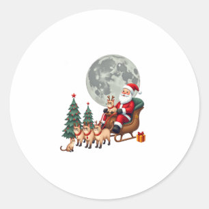シャム+トナカイ+クリスマス+シャム猫+愛好家へのギフト ラウンドシール