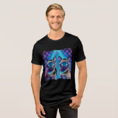 シャム+ネコ+2匹とクリスマスツリー トライブレンドTシャツ (正面全面)