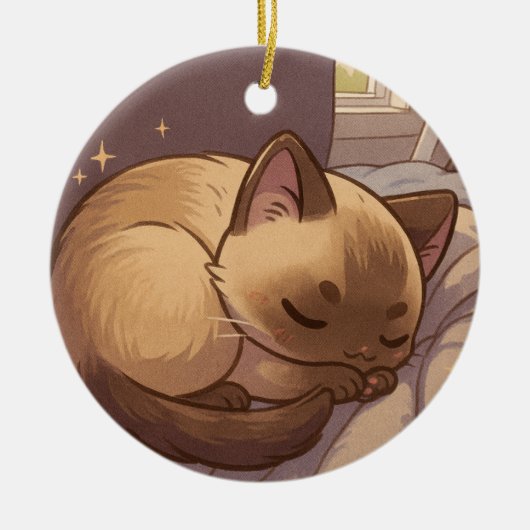 シャム+子猫 セラミックオーナメント (正面)