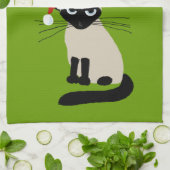 シャメサンタ |おもしろいクリスマス・ホリデー猫 キッチンタオル (折り畳み)