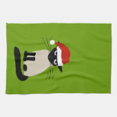 シャメサンタ |おもしろいクリスマス・ホリデー猫 キッチンタオル (横)