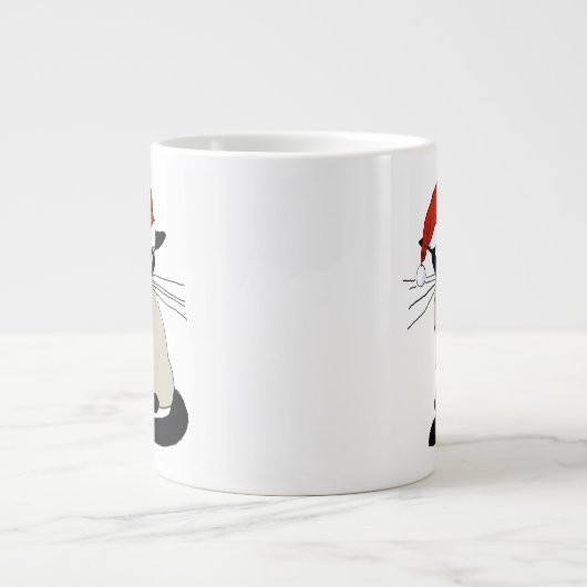 シャメサンタ |おもしろいクリスマス・ホリデー猫 ジャンボコーヒーマグカップ (正面)