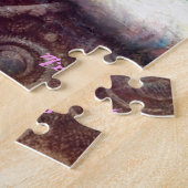 シャメスキティキャットクロッカスフローラパープルティール（緑がかった色）ホワイト ジグソーパズル (側面)