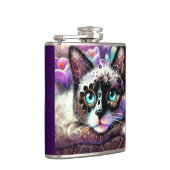 シャメスキティキャットクロッカスフローラパープルティール（緑がかった色）ホワイト フラスク (右)