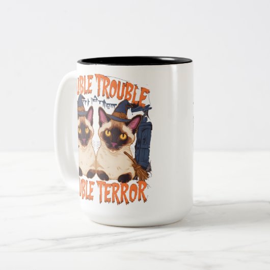 シャメスキャットインハロウィーンマンション ツートーンマグカップ (正面左)