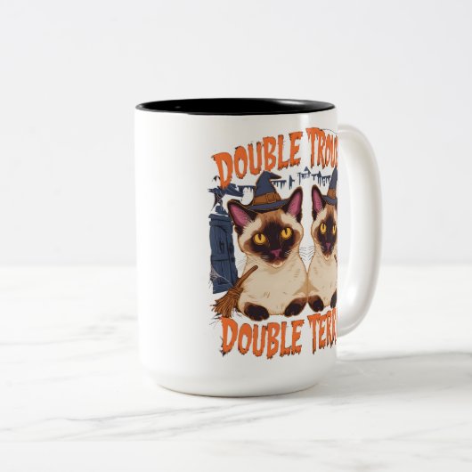 シャメスキャットインハロウィーンマンション ツートーンマグカップ (正面右)