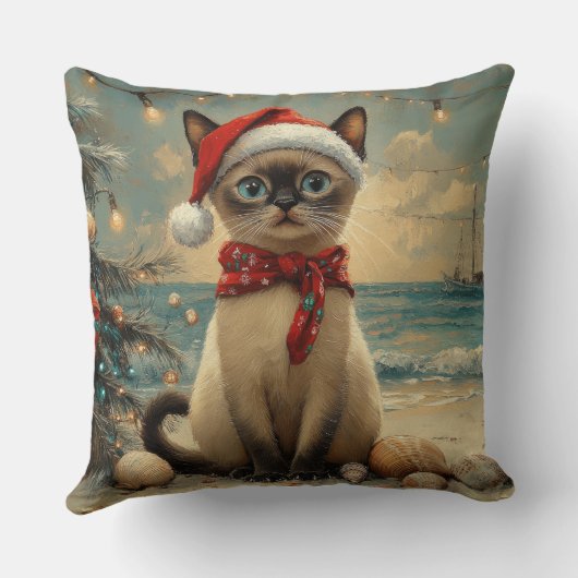 シャメスキャットクリスマスヴィンテージビーチ クッション (裏面)