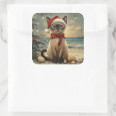 シャメスキャットクリスマスヴィンテージビーチ スクエアシール (バッグ)