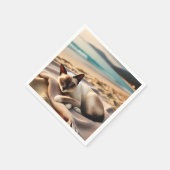 シャメスキャット昼寝バイザビーチ スタンダードカクテルナプキン (角)