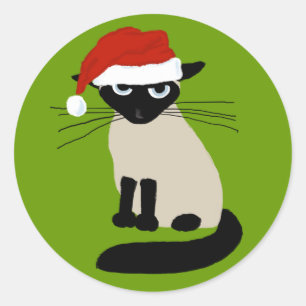 シャメスサンタクロースおもしろい- Christmas Cat ラウンドシール