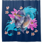 シャメスファイティングフィッシュフローラ シャワーカーテン (正面)