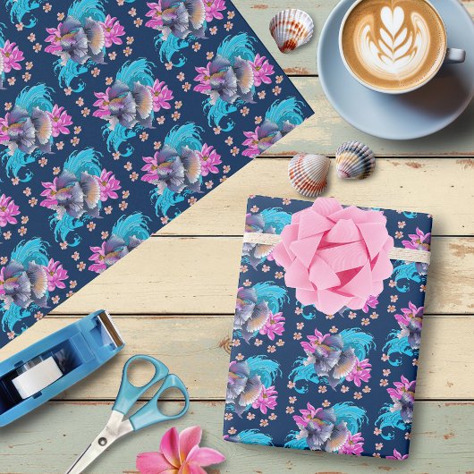 シャメスファイティングフィッシュフローラ ラッピングペーパー