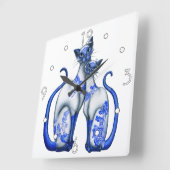 シャメスブルーウィローウォールクロック スクエア壁時計 (傾斜)