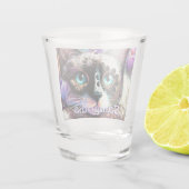シャメスホワイトキティキャットクロカスパーソナライズされたフローラ ショットグラス (裏面)