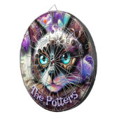 シャメスホワイトキティキャットクロカスパーソナライズされたフローラ ダーツボード (正面右)