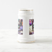 シャメスホワイトキティキャットクロカスパーソナライズされたフローラ ビールジョッキ (中央)