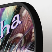 シャメスホワイトキティキャットクロカスパーソナライズされたフローラ ピックルボールラケット (左詳細)